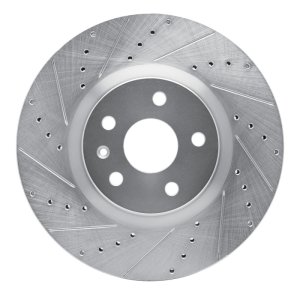 Buick Regal Brake Rotor (1) - Front Left - R1 Concepts - Drilled & Slotted - Silver - `13-`19